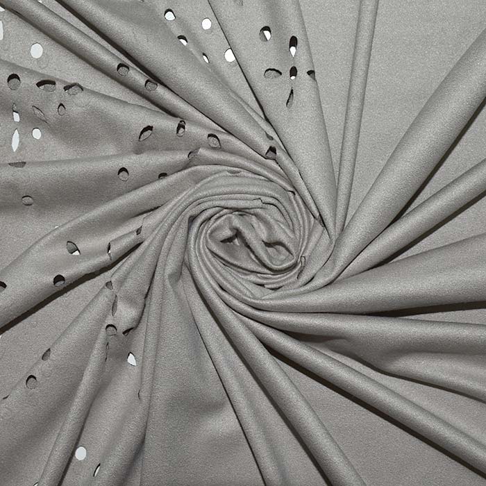 Wildleder, geschliffene Wirkware, floral, 25980-02, grau-beige