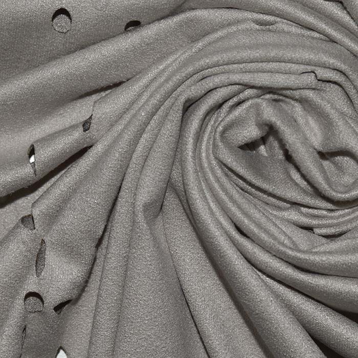 Wildleder, geschliffene Wirkware, floral, 25980-02, grau-beige