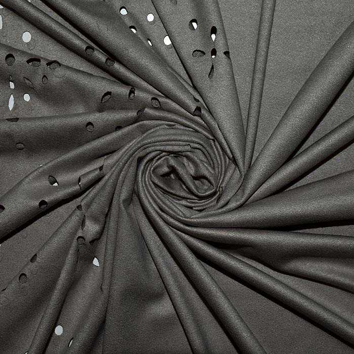 Wildleder, geschliffene Wirkware, floral, 25980-03, grau