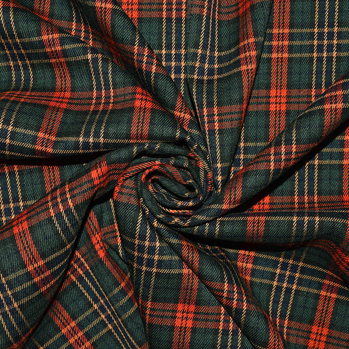 Anzugstoff, Karo, 22006-23, grün-orange