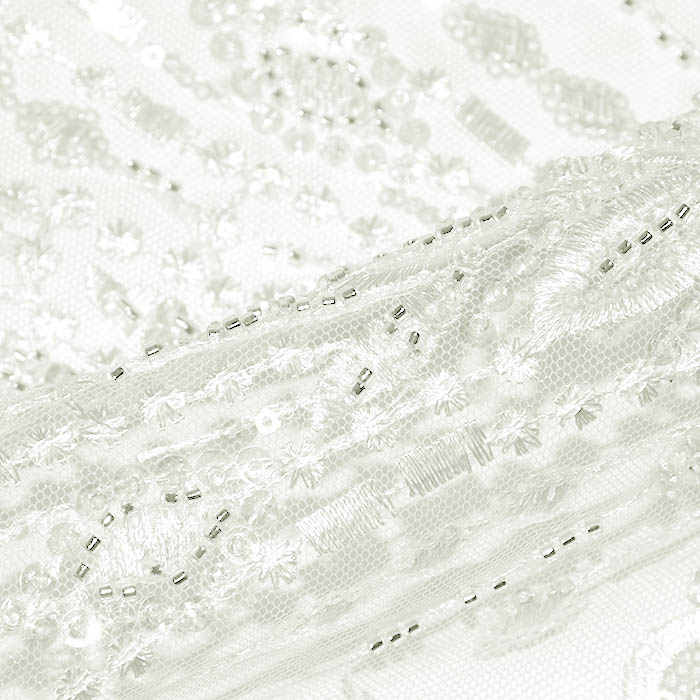 Spitze mit Pailletten, floral, 26212-010, sahne