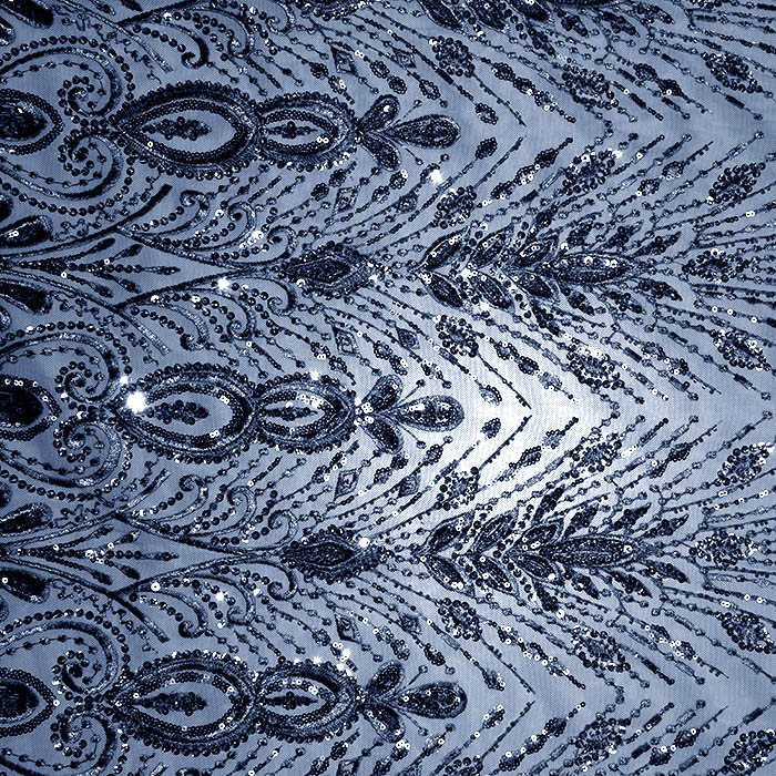 Spitze mit Pailletten, floral, 26212-002, dunkelblau