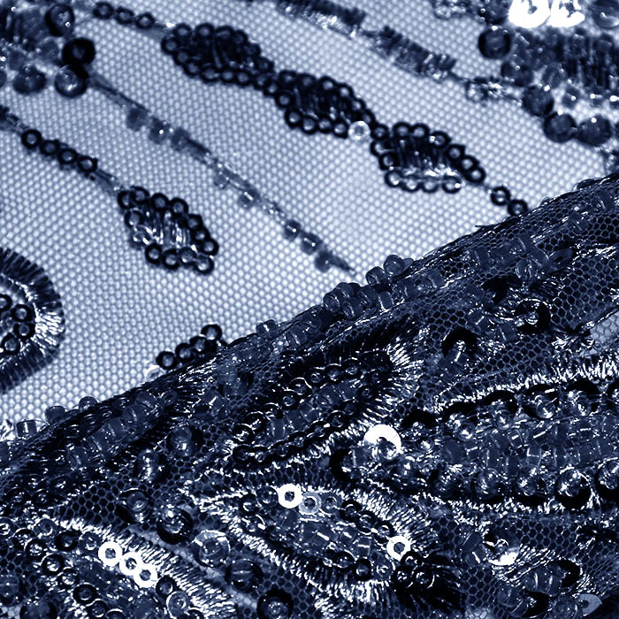 Spitze mit Pailletten, floral, 26212-002, dunkelblau