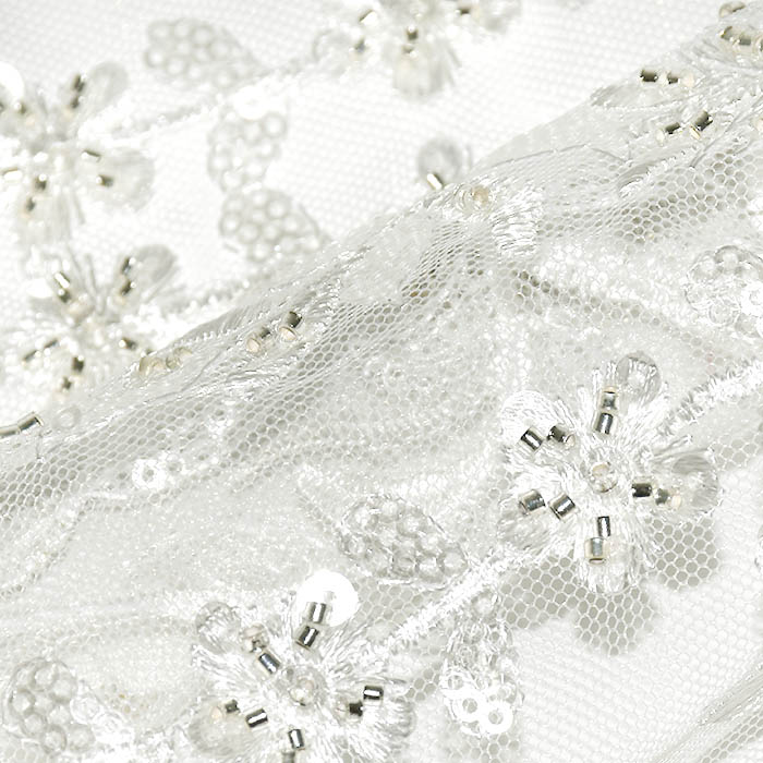 Spitze mit Pailletten, floral, 26213-010, sahne