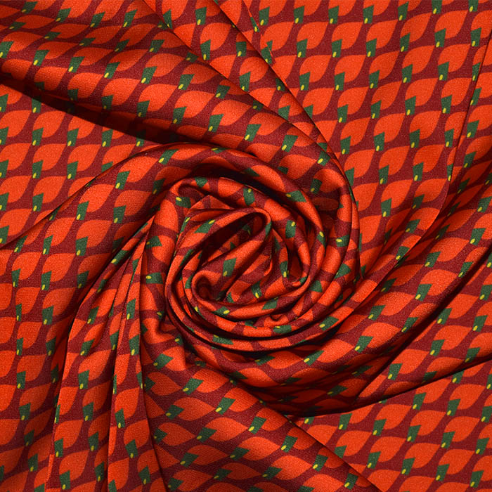 Satin, Polyester, geometrisch, 26218-006, rot