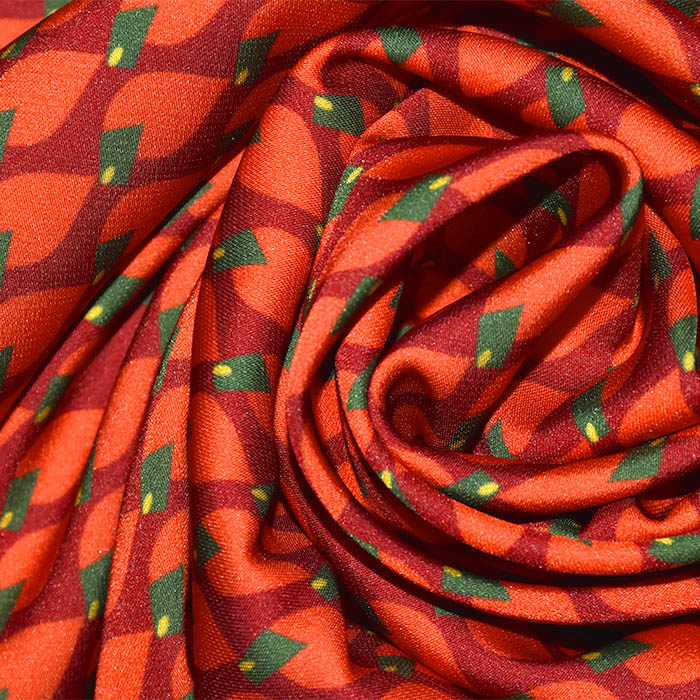 Satin, Polyester, geometrisch, 26218-006, rot