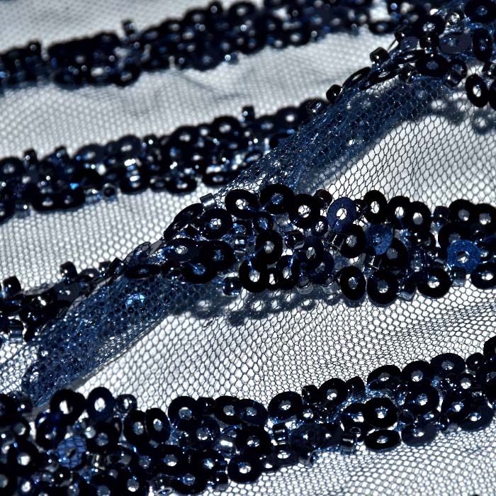 Spitze mit Pailletten, Ornament, 26498-002, dunkelblau