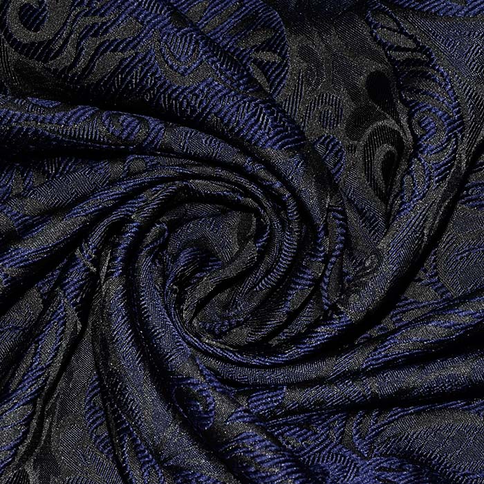 Jacquard, floral, 28540-018, schwarz-blau