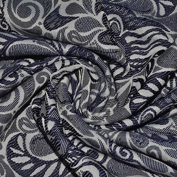 Jacquard, floral, 28540-024, beige-blau