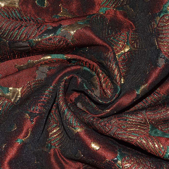 Jacquard, beidseitig, floral, 28540-028, bordeaux-golden