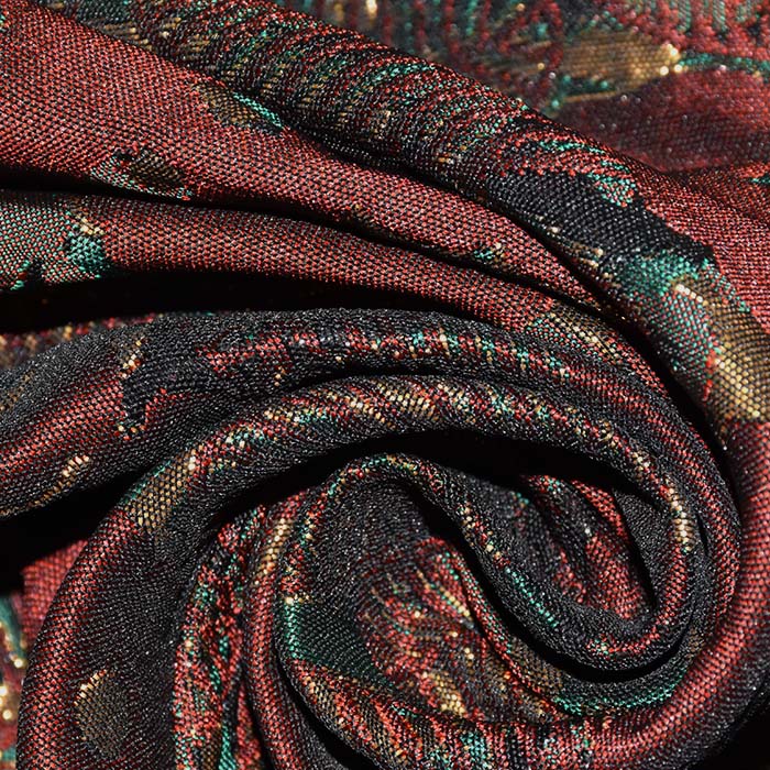 Jacquard, beidseitig, floral, 28540-028, bordeaux-golden