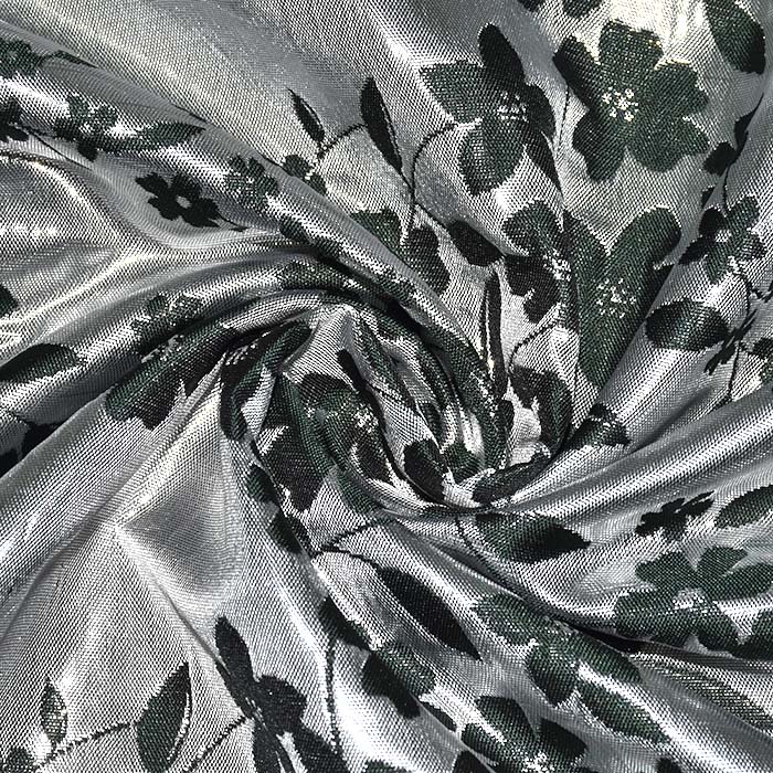 Jacquard, beidseitig, floral, 28540-037, silbern-grün