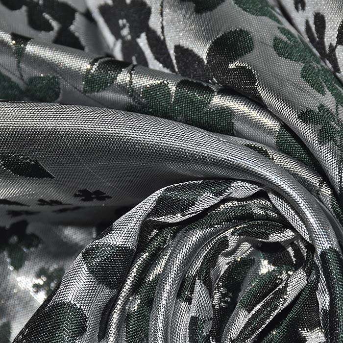 Jacquard, beidseitig, floral, 28540-037, silbern-grün