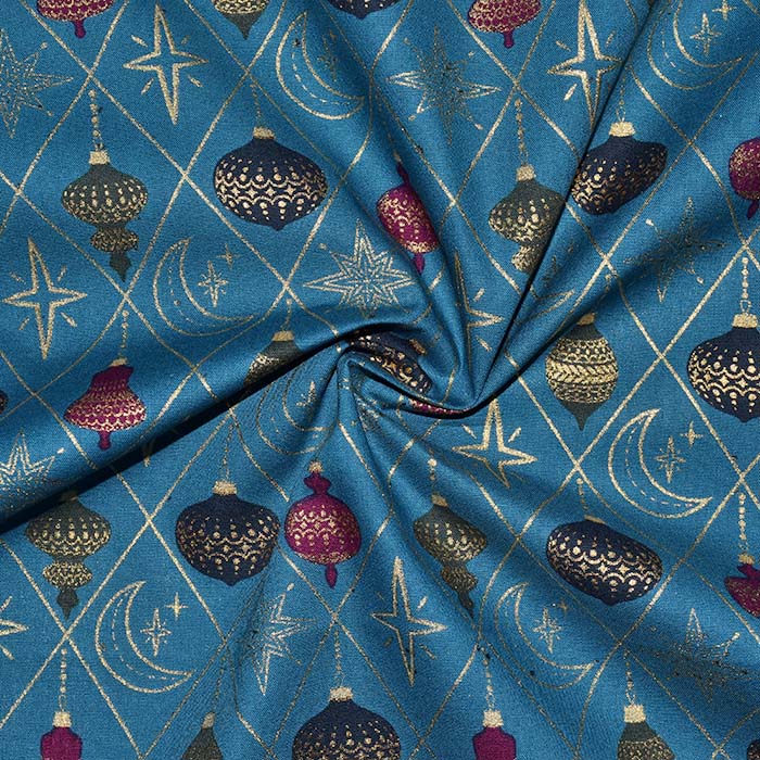 Baumwolle, Popeline, festlich, 28552-024, petrol