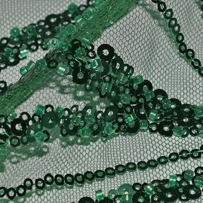 Spitze mit Pailletten, floral, 28708-245, grün