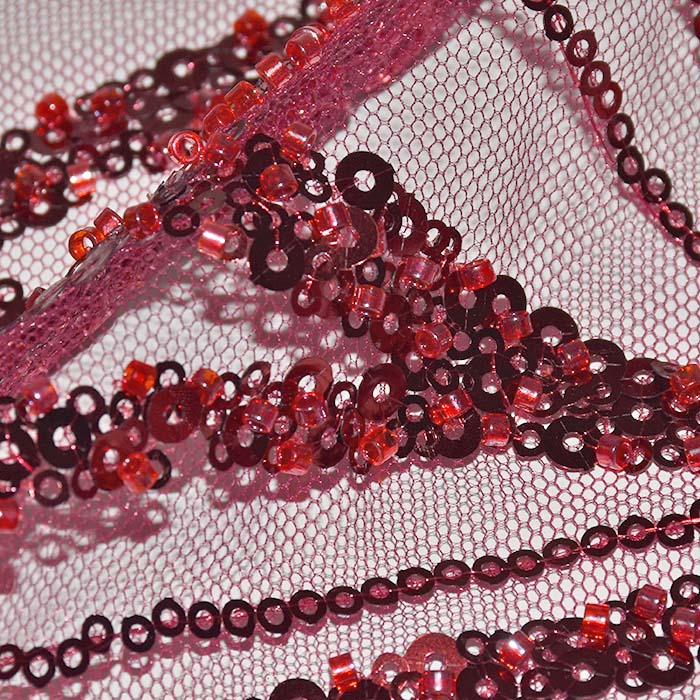 Spitze mit Pailletten, floral, 28708-460, rot