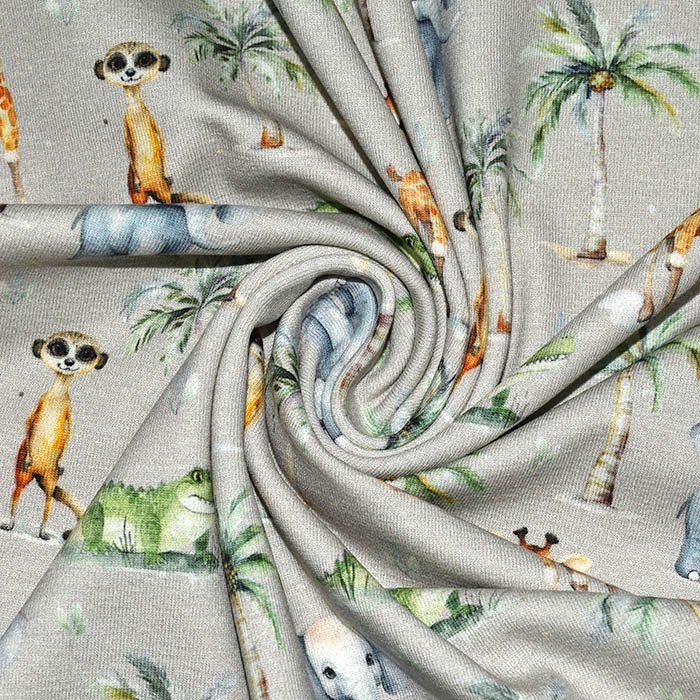 Jersey, Baumwolle, digital, Tiere, 29005-22, grau