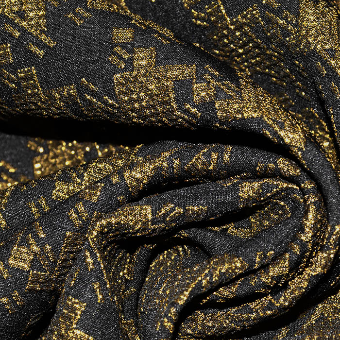Jacquard, beidseitig, geometrisch, 29106-228, golden-schwarz