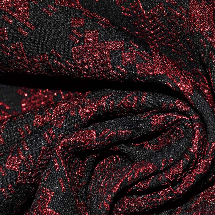 Jacquard, beidseitig, geometrisch, 29106-410, rot-schwarz