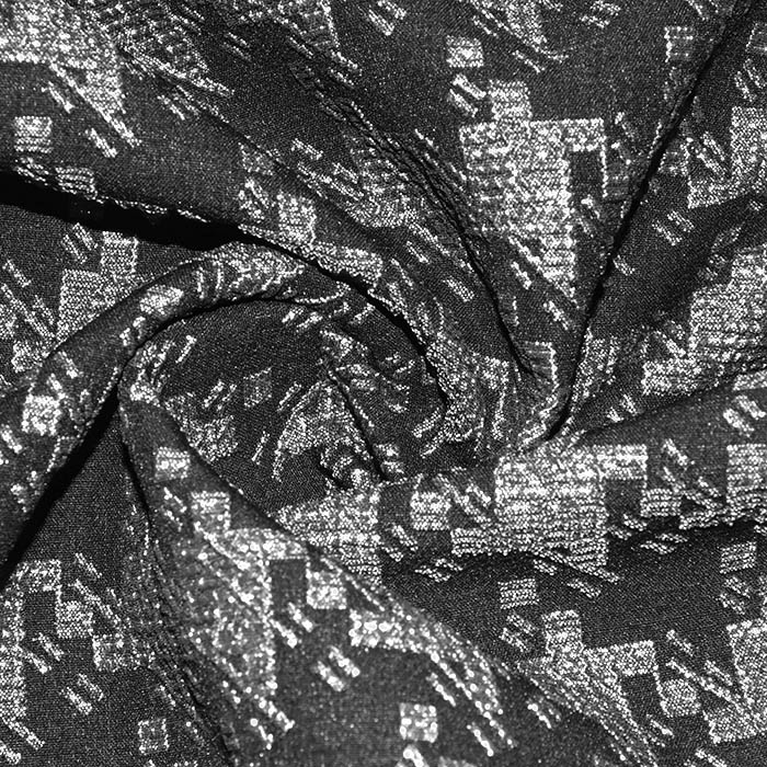Jacquard, beidseitig, geometrisch, 29106-737, silbern-schwarz
