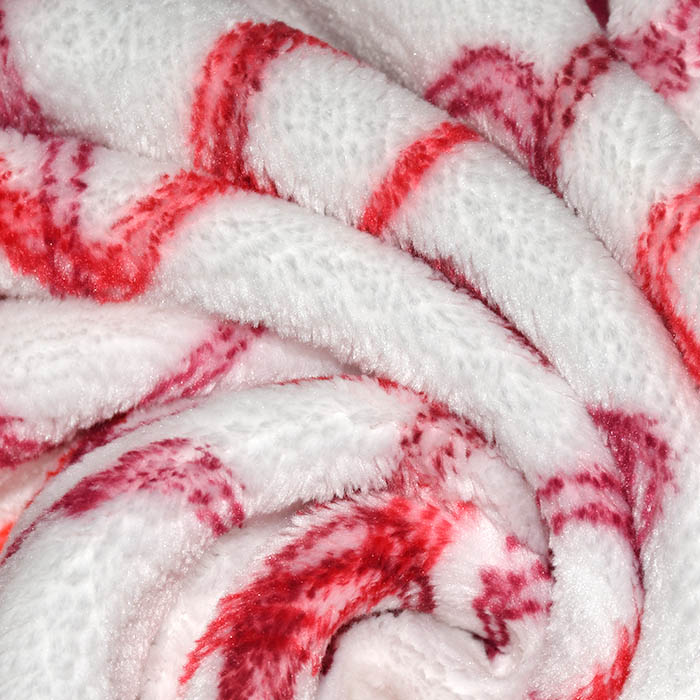 Velours coral, beidseitig, Herzen, 22001-14, weiß