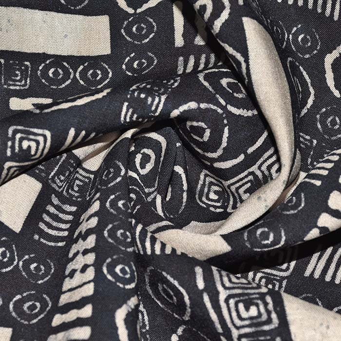 Gewebe, Viskose, beidseitig, Batik, 29211-001, schwarz-beige