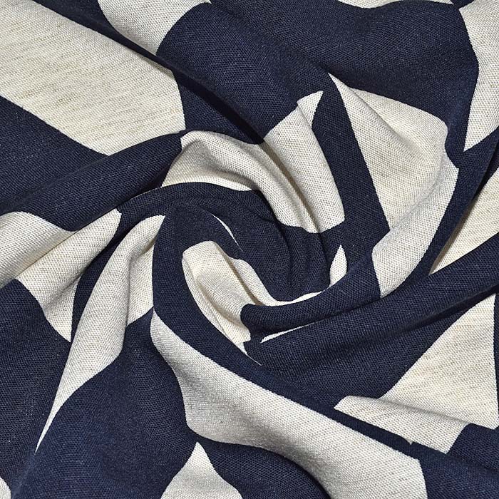 Gewebe, Viskose, Leinen, geometrisch, 29285-9, dunkelblau