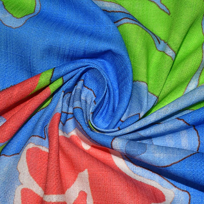 Gewebe, dünn, Baumwolle, floral, 29299-12, blau