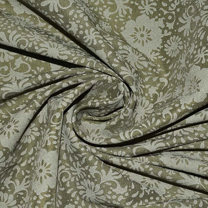Bengalin, elastisches Gewebe, floral, 29473-20, grün