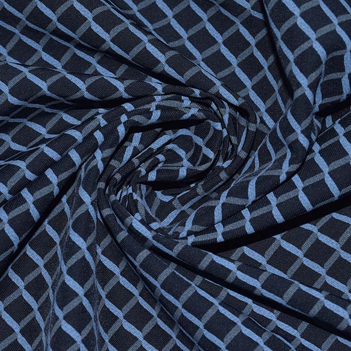 Bengalin, elastisches Gewebe, Karo, 29473-24, dunkelblau