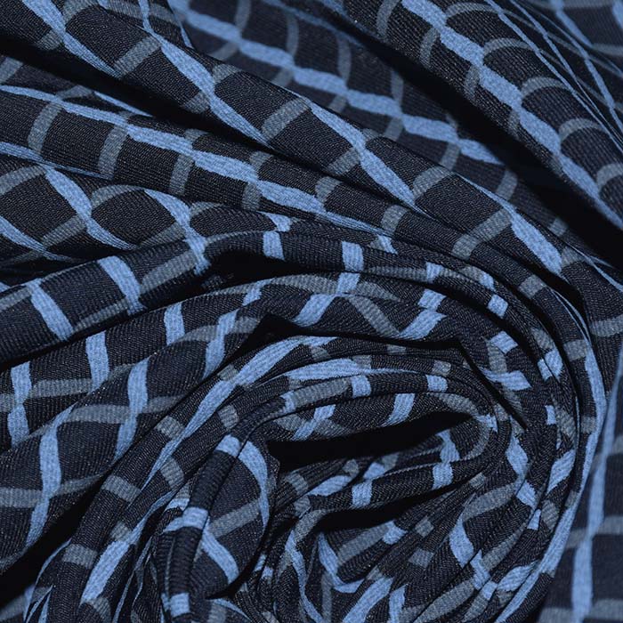 Bengalin, elastisches Gewebe, Karo, 29473-24, dunkelblau