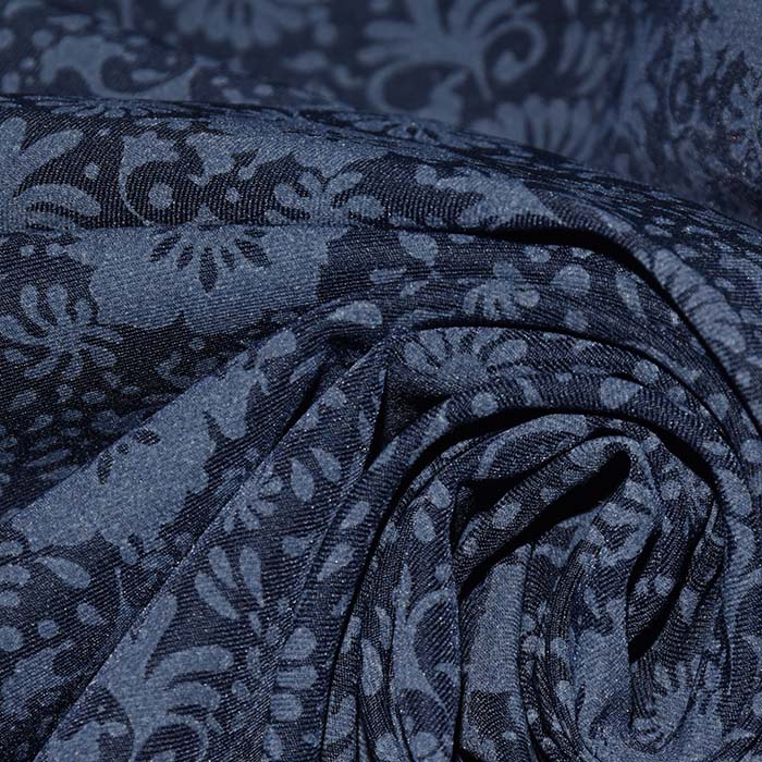Bengalin, elastisches Gewebe, floral, 29473-25, dunkelblau