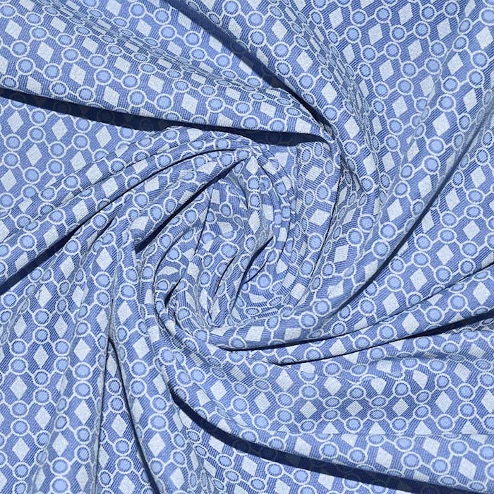 Bengalin, elastisches Gewebe, geometrisch, 29473-33, blau