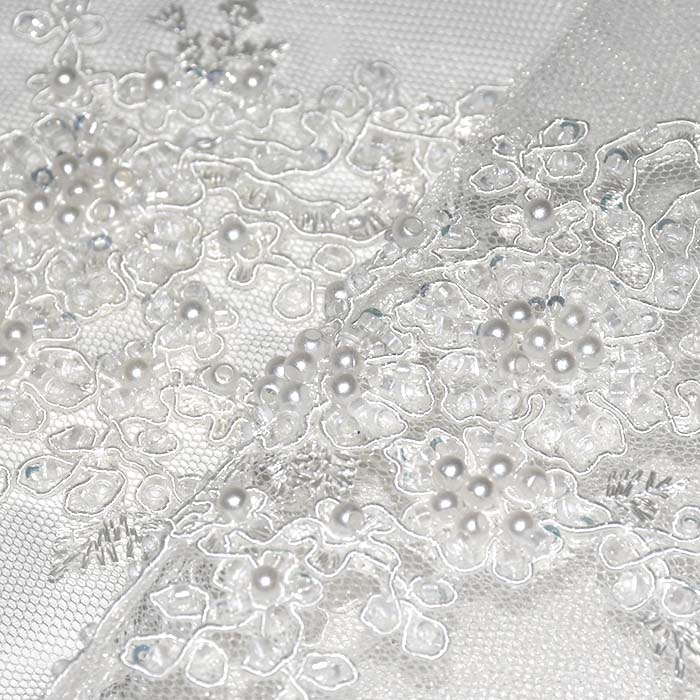 Spitze mit Perlen, floral, 29560-010, creme