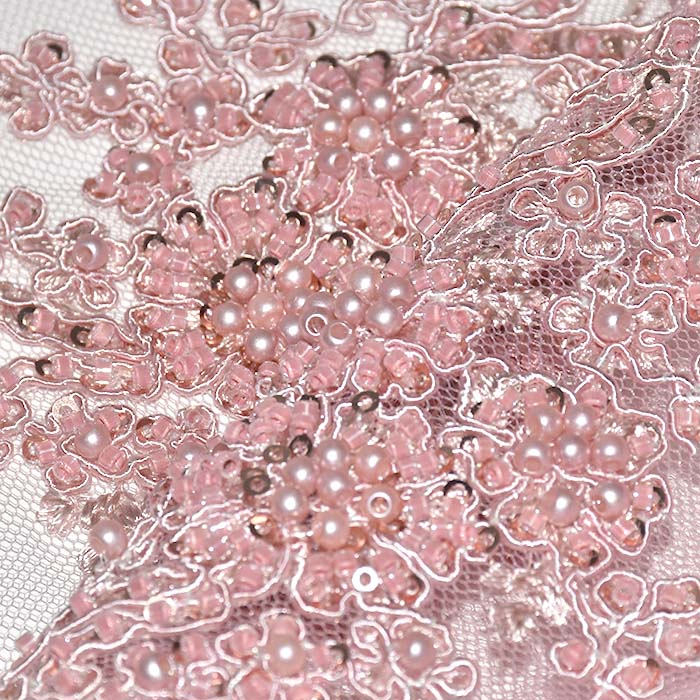 Spitze mit Perlen, floral, 29560-853, rosa