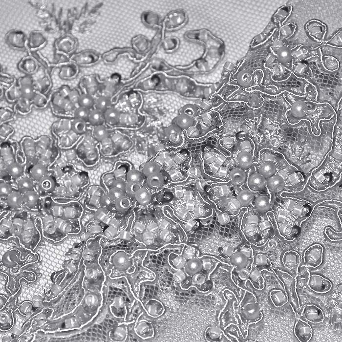 Spitze mit Perlen, floral, 29560-555, grau