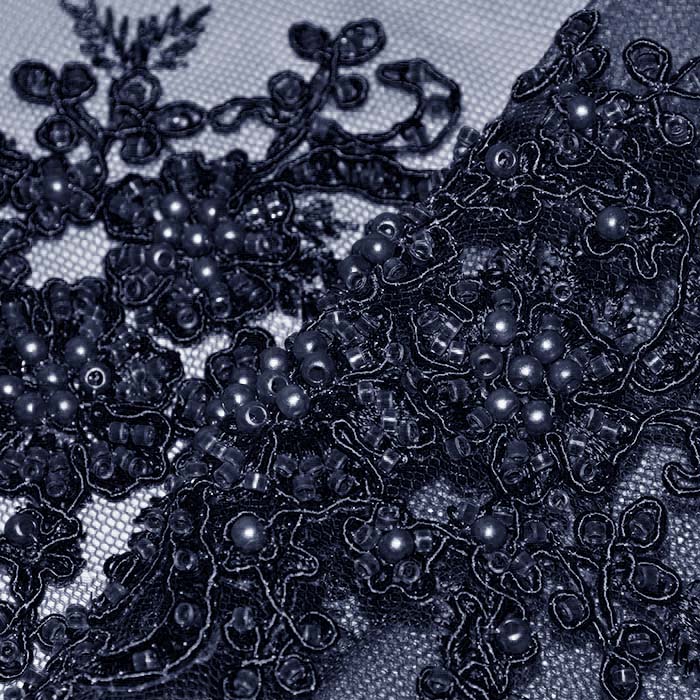 Spitze mit Perlen, floral, 29560-002, dunkelblau
