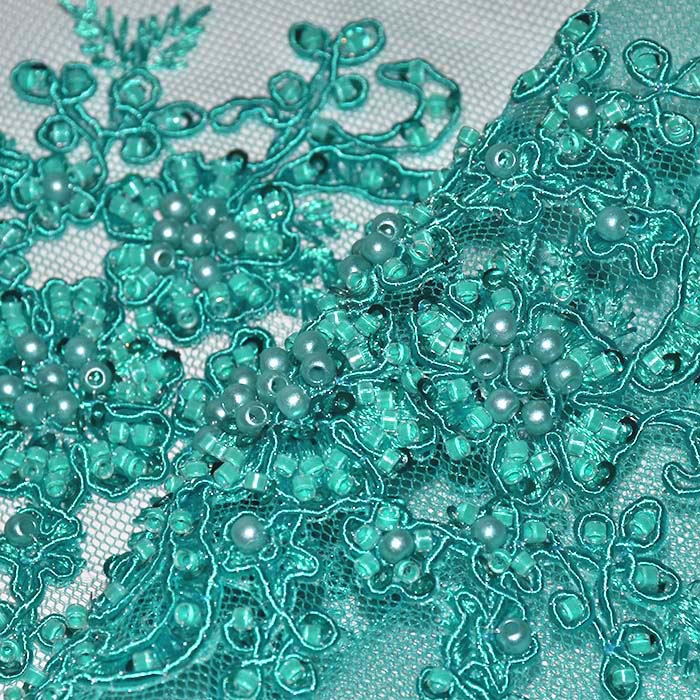 Spitze mit Perlen, floral, 29560-971, mint