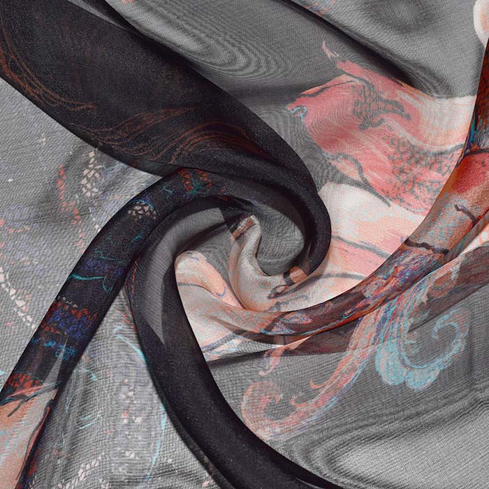 Chiffon, Seide, Viskose, floral, 29553-05