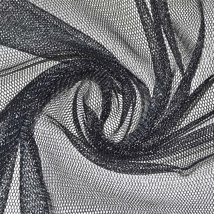 Tüll, weich, glänzend, 29647-1001, schwarz-silbern
