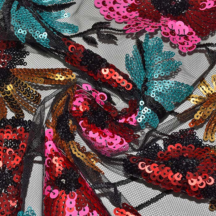 Spitze mit Glittern, floral, 29561-1001