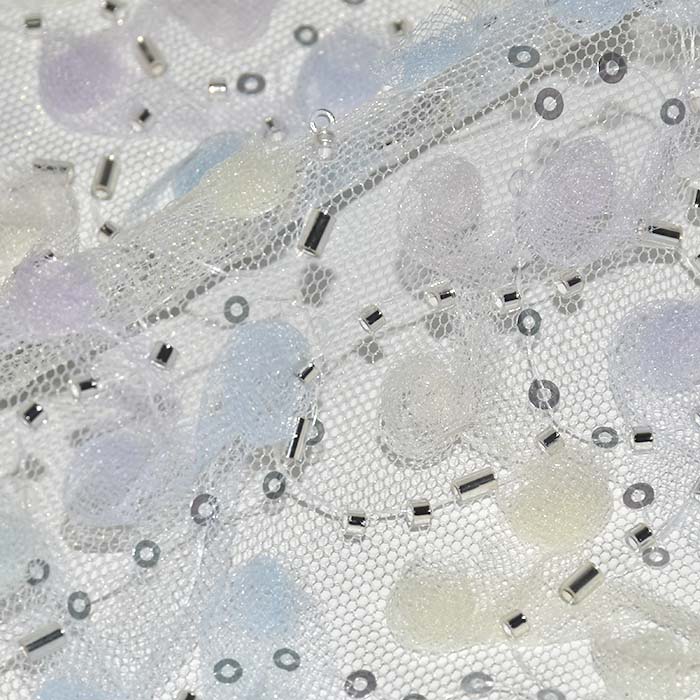 Spitze mit Glittern, floral, 29652-807, weiß