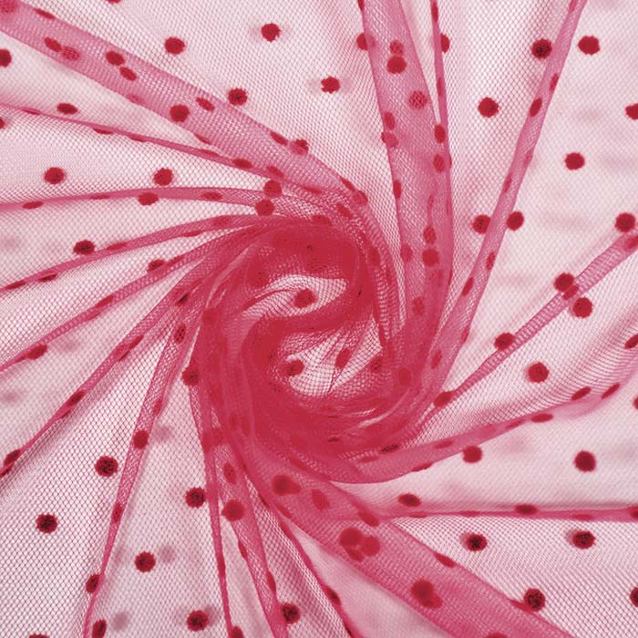 Tüll, weich, Punkte, 22282-17, bordeaux