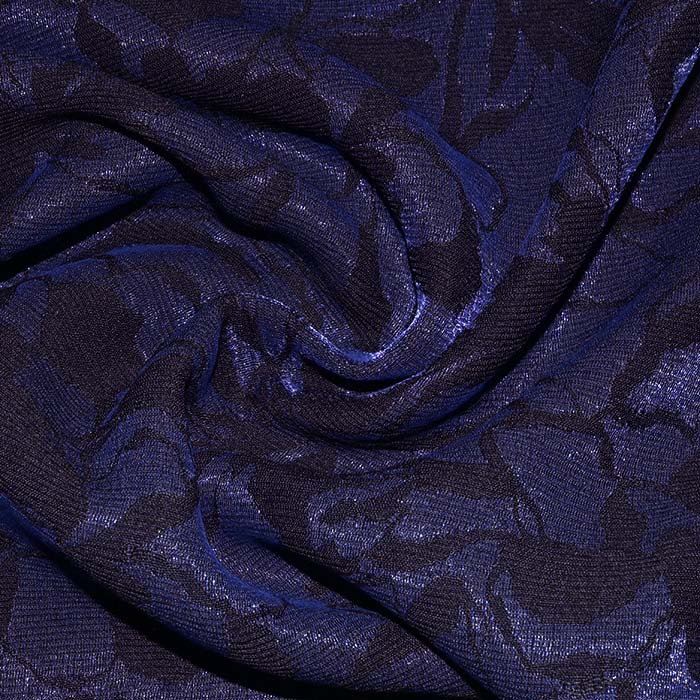 Gewebe, Viskose, floral, 29740-12, dunkelblau