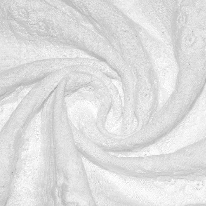 Musselin, doppelt, Stickerei, floral, 29787-001, weiß