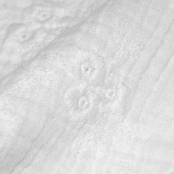 Musselin, doppelt, Stickerei, floral, 29787-001, weiß