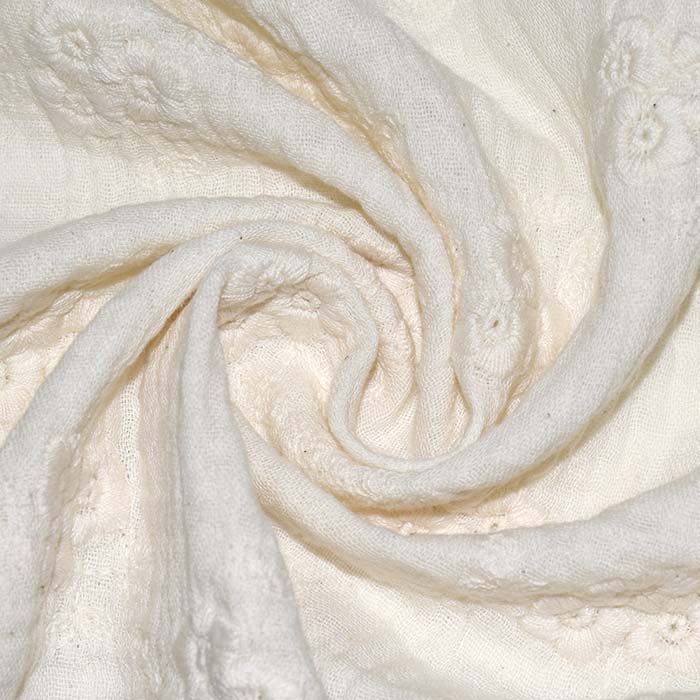 Musselin, doppelt, Stickerei, floral, 29787-002, sahne