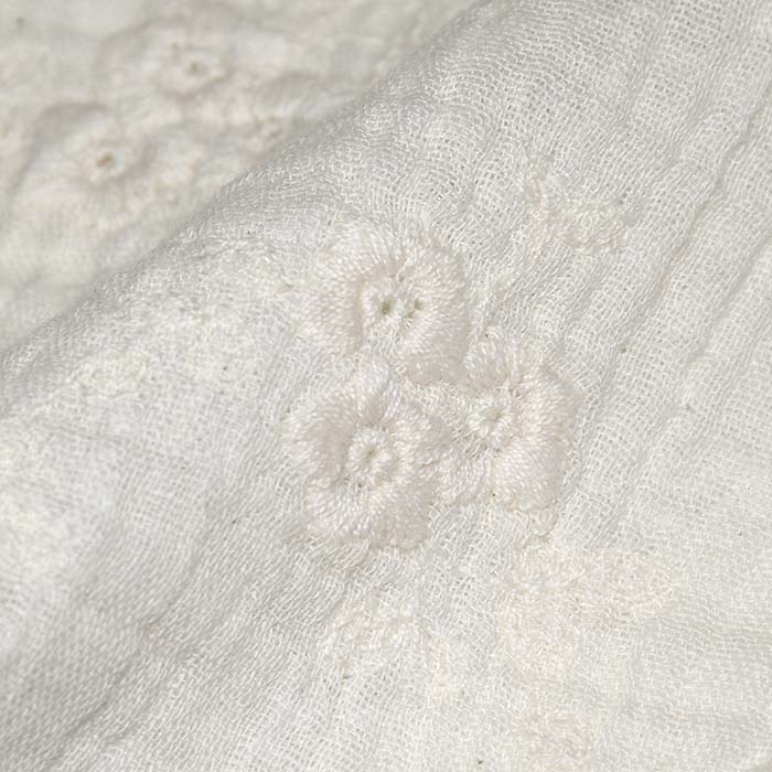 Musselin, doppelt, Stickerei, floral, 29787-002, sahne