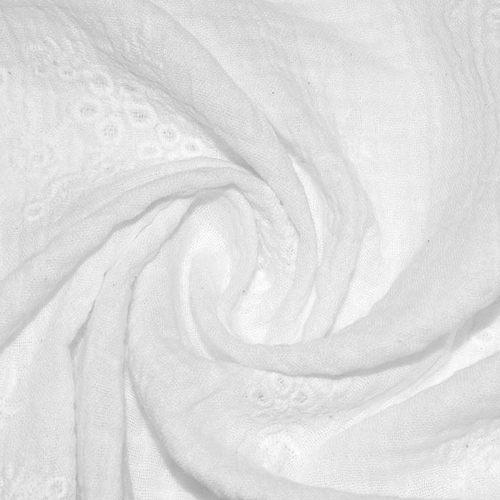 Musselin, doppelt, Stickerei, floral, 29788-001, weiß