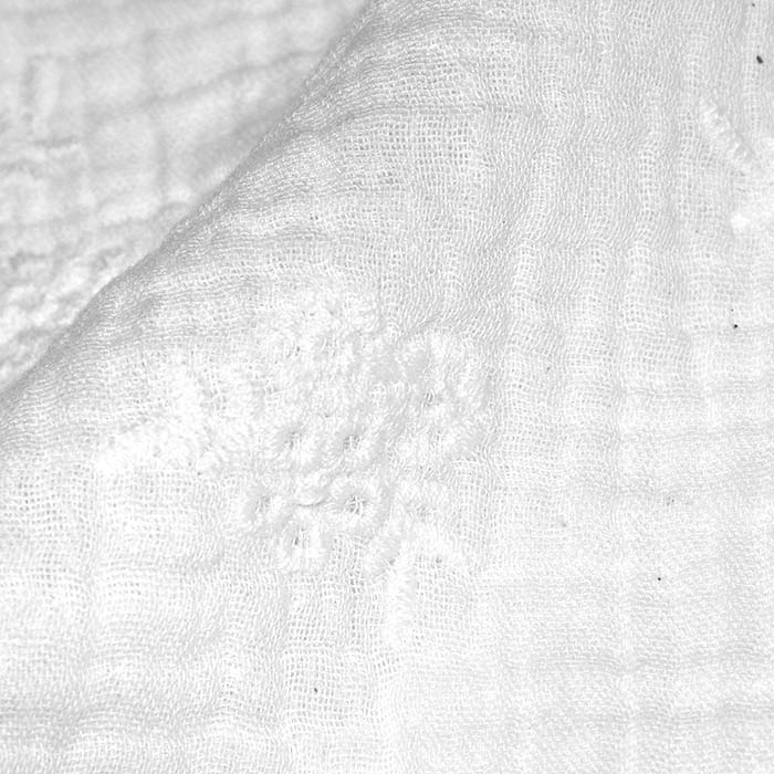 Musselin, doppelt, Stickerei, floral, 29788-001, weiß